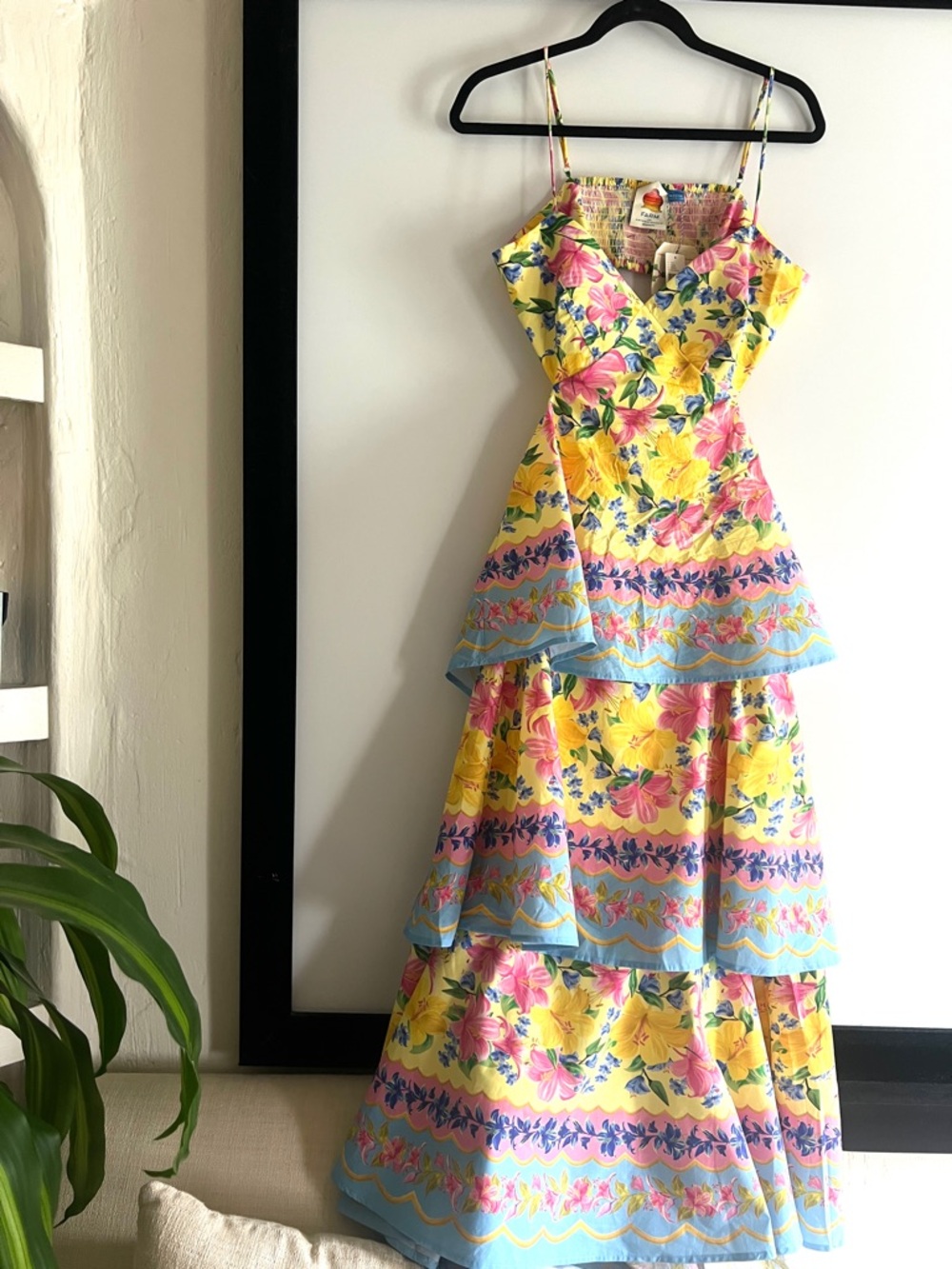 Farm Rio x Anthropologie Cotton Tiered Maxi Dress Size Medium Petite NWT - Picture 6 of 12